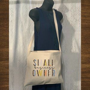 Small Business Owner Cotton Canvas Messenger Crossbody Tote Bag with Long Strap